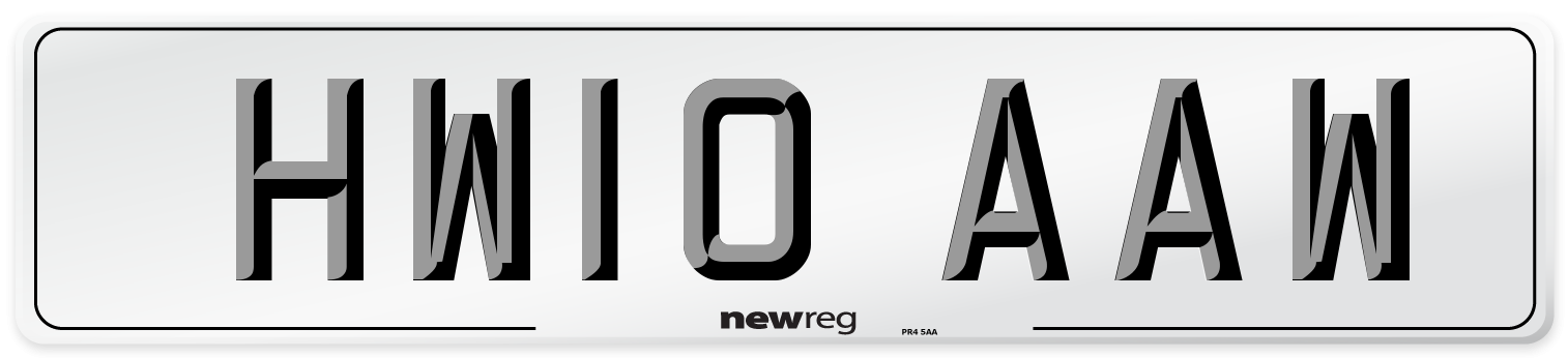 HW10 AAW Number Plate from New Reg